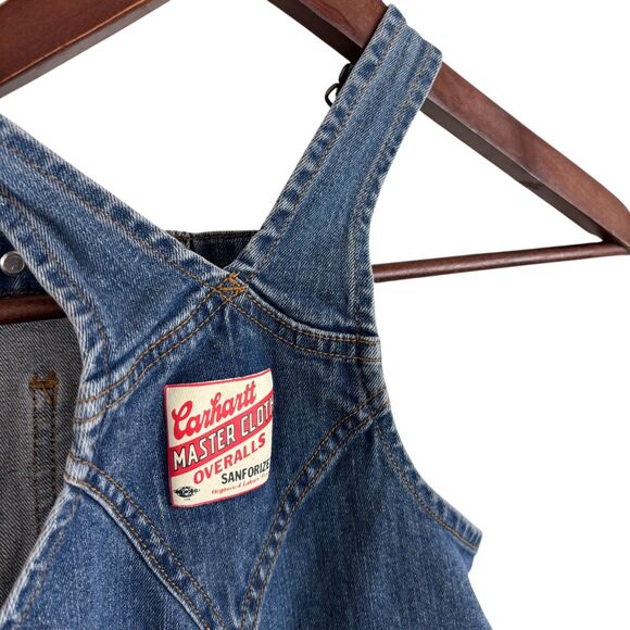Carhartt Master Cloth Denim Jean Bib Overalls Sanforized Boys 4T - Picture 3 of 5